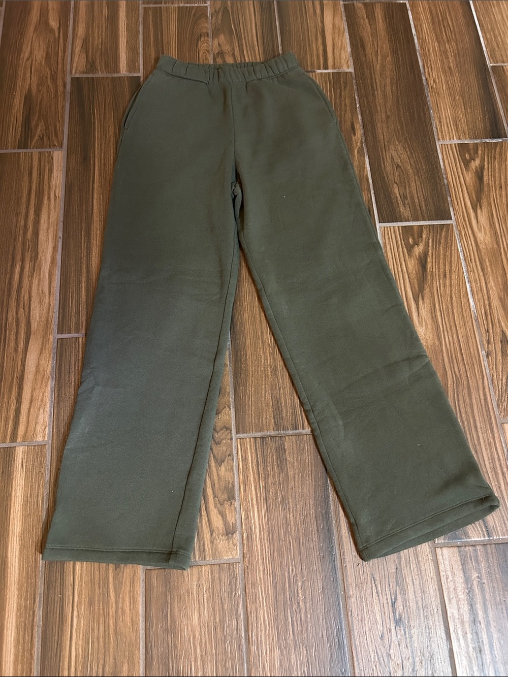 Zenana Outfitters Olive Fleece Joggers with Elastic Waist